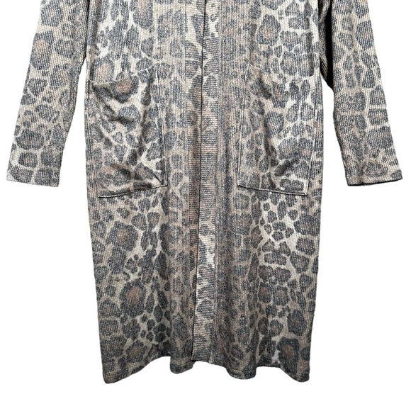 LNA Kurt Ribbed Leopard Print Cardigan Duster - Picture 5 of 10